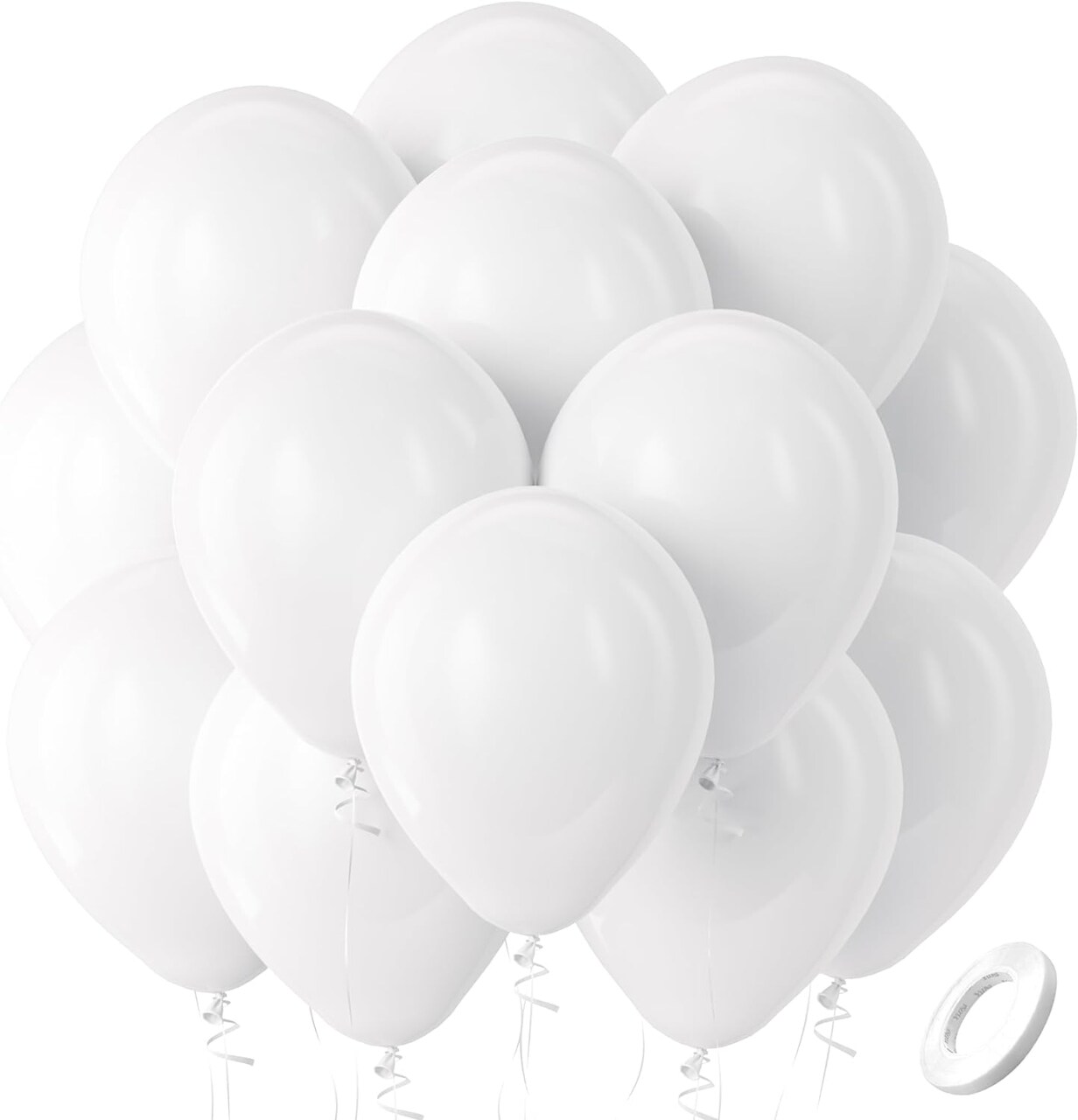White Balloons Latex Party Balloons, 100 Pack 12 inch Round Helium Balloons for White Themed Wedding Graduation Birthday Party Backdrop Decorations